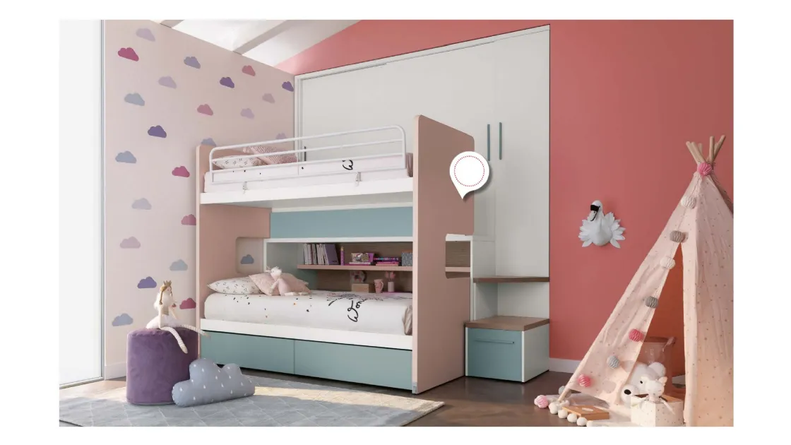 Cameretta in laccato opaco Alpha Letto a Castello M020 di Doimo Cityline