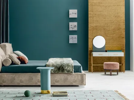 Letto con testiera regolabile in tessuto imbottito Academy Piuma Move di Twils