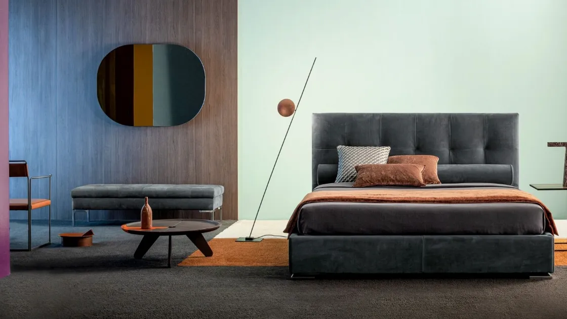 Letto in tessuto con testiera trapuntata Max Capitonné di Twils