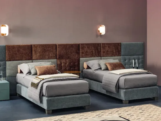 Letto singolo in tessuto trapuntato con sistema Boiserie Marlene di Twils