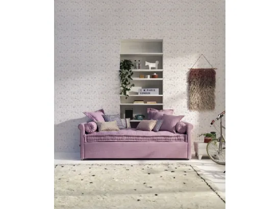Daybed singolo Camelia Mod 31in tessuto con letto estraibile di Twils