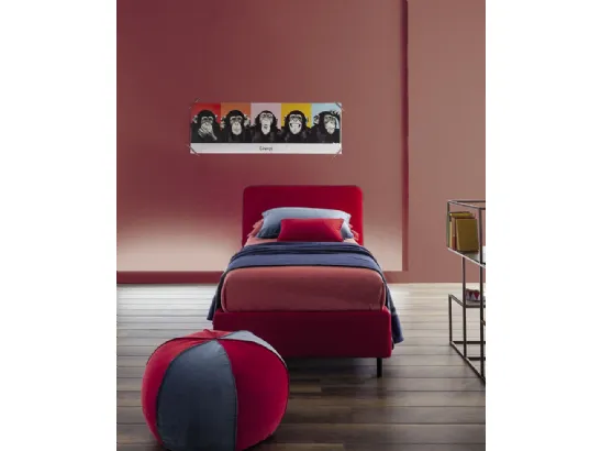 Letto singolo in tessuto con testiera Frick Round di Twils