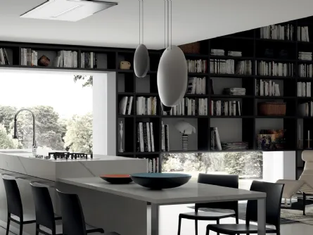 Libreria Living Mood sistema Fluida in finitura Grigio Ferro di Scavolini