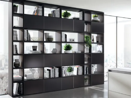 Libreria divisoria Living Tetrix Fluida in vetro laccato di Scavolini