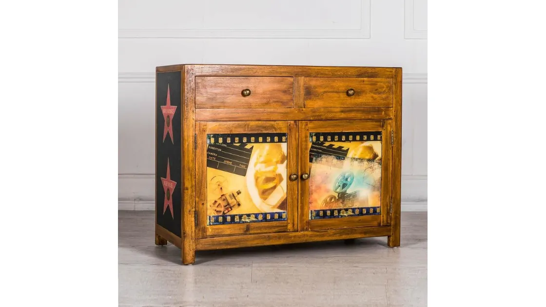Madia Hollywood 02 in legno massello con stampa di Stones