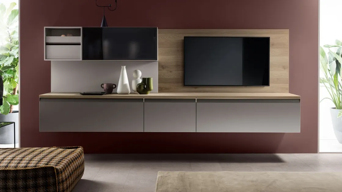 Parete Attrezzata Living Formalia in Laccato opaco Grigio Airone di Scavolini
