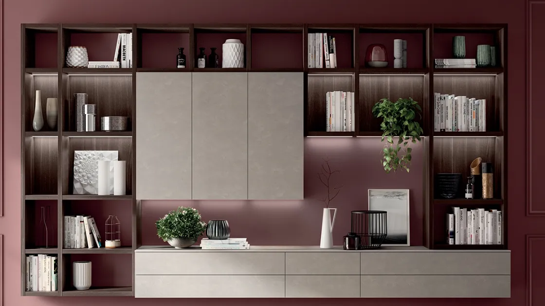 Parete Attrezzata Living Mood in decorativo Larice Nuance di Scavolini