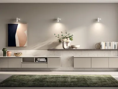 Parete Attrezzata Living Motus 04 in laccato opaco Visone di Scavolini