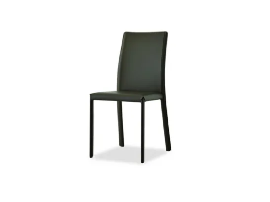 Sedia in cuoio nero Kisha di Sedie Brianza