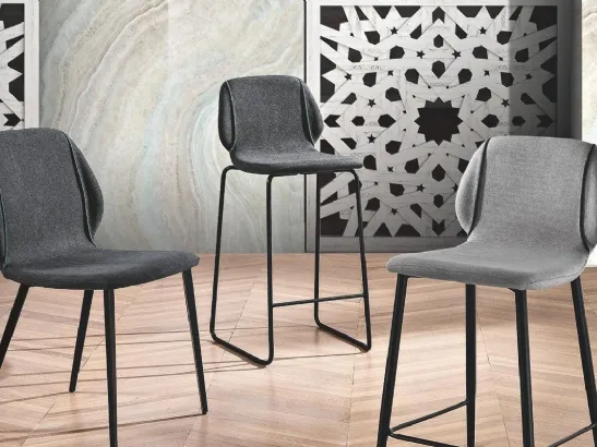 Sgabello Dandy Bordino in tessuto imbottito di MaxHome