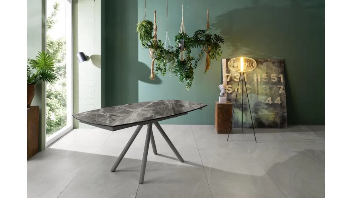 Tavolo allungabile con top in ceramica su vetro Kyoto Four 02 di Stones