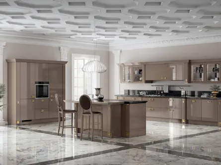 Cucina Classica Exclusiva in laccato lucido Grigio Tundra di Scavolini