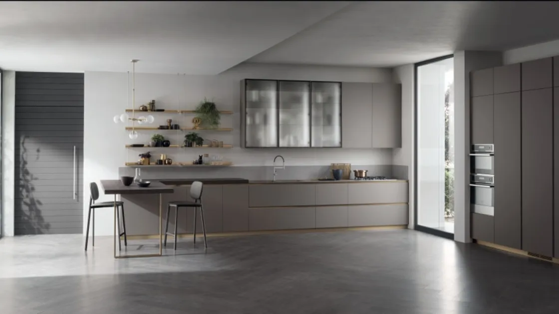 Cucina Moderna con penisola DeLinea Grigio Londra di Scavolini