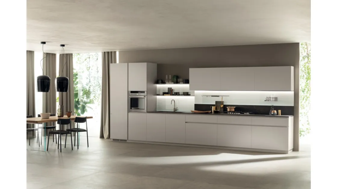 Cucina Moderna DeLinea in laccato Grigio Chiaro di Scavolini