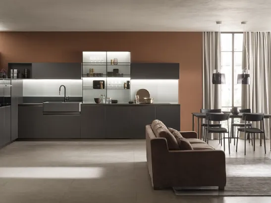 Cucina Moderna DeLinea laccato opaco Grigio Ferro di Scavolini