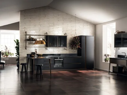 Cucina Moderna Diesel Open Workshop con Top in Corial Gravel di Scavolini