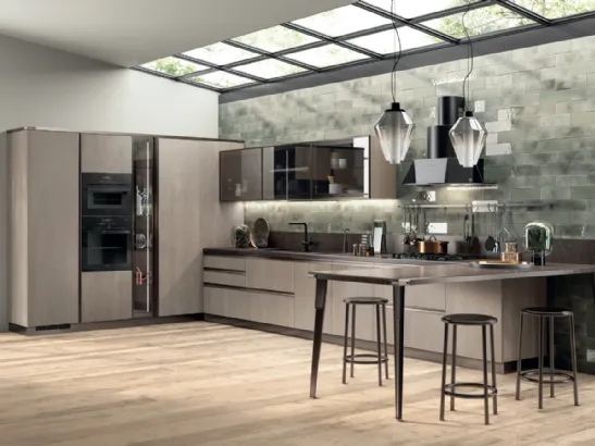 Cucina Moderna Diesel Open Workshop Rovere Gessato di Scavolini