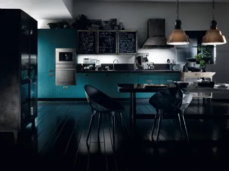 Cucina Moderna Diesel Social Kitchen in Rovere laccato Tempera Indigo di Scavolini