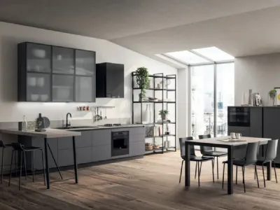 Cucina Evolution 07 Grafite e Vetro Screen di Scavolini