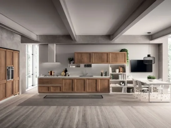 Cucina Moderna lineare Evolution in decorativo Rovere Land di Scavolini