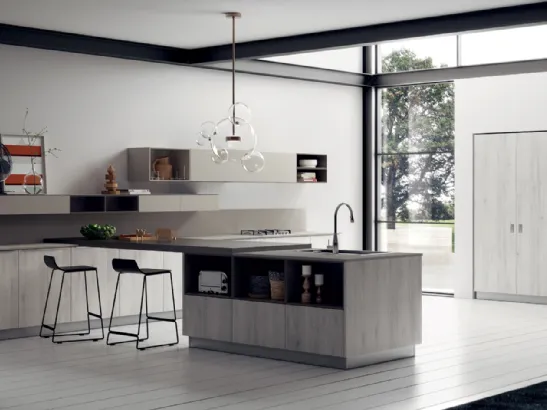 Cucina Moderna Mood con top in Laminato e Gres di Scavolini