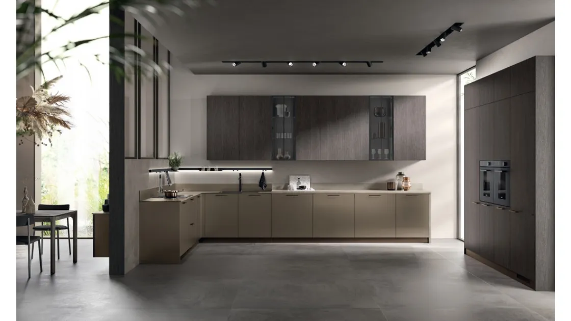 Cucina Moderna Musa in vetro opaco Grigio Matera e decorativo Oriental di Scavolini