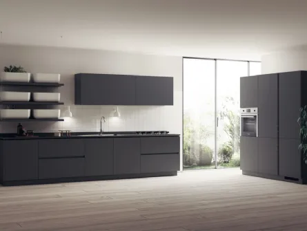 Cucina Moderna Qi in laccato opaco Grigio Ferro di Scavolini