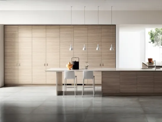 Cucina Moderna Qi in Olmo Hono con armadi Switch di Scavolini