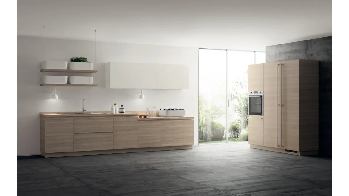 Cucina Moderna Qi in Olmo Hono e Bianco Prestige di Scavolini