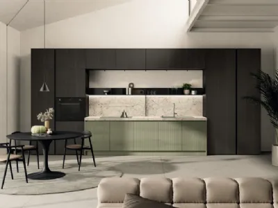 Cucina Moderna lineare Regola 03 in laccato e Rovere di Scavolini