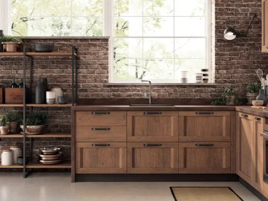 Cucina Moderna angolare Sax in decorativo Rovere Land di Scavolini