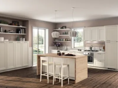 Cucina Shabby Chic Colony 03 in laccato Bianco opaco a doghe di Scavolini