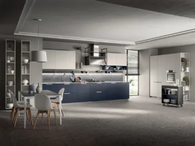 Cucina su misura Mia 09 Blu Moon e Grigio Chiaro di Scavolini