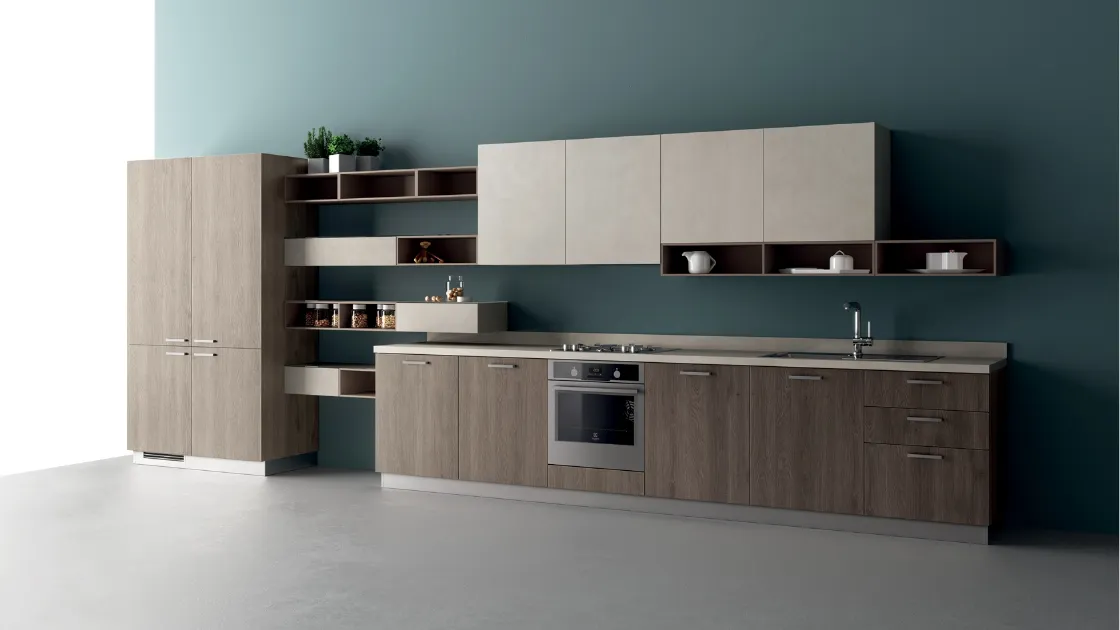 Cucina su misura Mood in Rovere Season ed Azimut di Scavolini